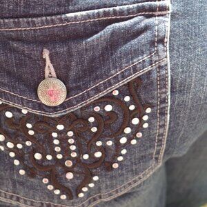 Tru Luxe Plus Size Women's Jeans Embellished Pockets Straight Leg Boot Cut